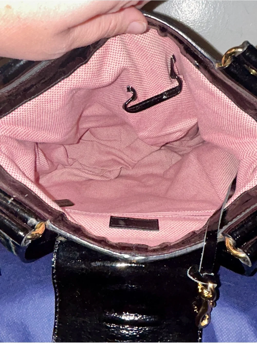 DOONEY & BOURKE HAYDEN BLACK PATENT LEATHER LG HOBO TOTE BAG. LIMITED Edition